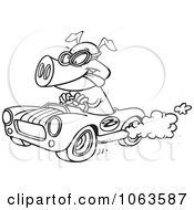 Pig Racing A Hot Rod Black And White Outline