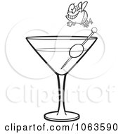 Poster, Art Print Of Fly Diver Over A Martini Black And White Outline