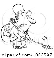 Clipart Victorious Weed Killer Black And White Outline Royalty Free Vector Illustration by toonaday