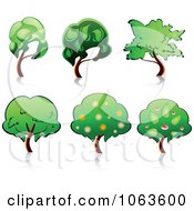 Clipart Trees Digital Collage 6 Royalty Free Vector Illustration