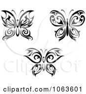 Clipart Black Tribal Butterflies Digital Collage 1 Royalty Free Vector Illustration