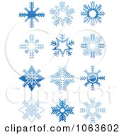 Poster, Art Print Of Snowflakes In Blue Digital Collage 5