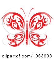 Clipart Red Tribal Butterfly 5 Royalty Free Vector Illustration