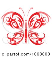 Poster, Art Print Of Red Tribal Butterfly 5