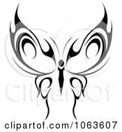 Clipart Black Tribal Butterfly 2 Royalty Free Vector Illustration