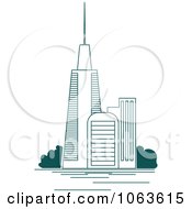 Clipart Teal Skyscraper Logo 2 Royalty Free Vector Illustration