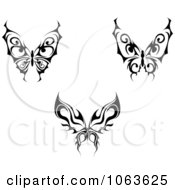Clipart Black Tribal Butterflies Digital Collage 3 Royalty Free Vector Illustration