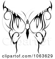 Clipart Black Tribal Butterfly 1 Royalty Free Vector Illustration