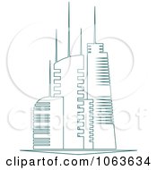 Clipart Teal Skyscraper Logo 3 Royalty Free Vector Illustration