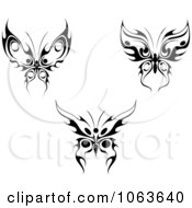 Clipart Black Tribal Butterflies Digital Collage 4 Royalty Free Vector Illustration