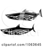 Clipart Tribal Sharks Black And White Digital Collage 2 Royalty Free Vector Illustration