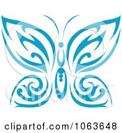 Poster, Art Print Of Blue Tribal Butterfly 3