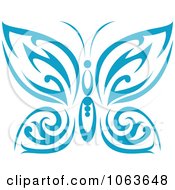 Clipart Blue Tribal Butterfly 3 Royalty Free Vector Illustration