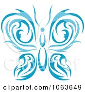 Poster, Art Print Of Blue Tribal Butterfly 1