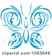 Clipart Blue Tribal Butterfly 1 Royalty Free Vector Illustration