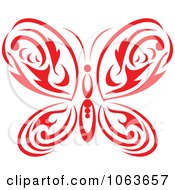 Clipart Red Tribal Butterfly 2 Royalty Free Vector Illustration