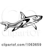 Poster, Art Print Of Tribal Shark Black And White 3