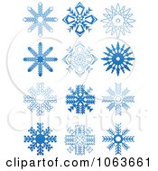 Poster, Art Print Of Snowflakes In Blue Digital Collage 7