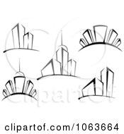 Clipart Black And White Skyscrapers Digital Collage Royalty Free Vector Illustration