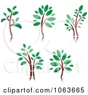 Clipart Trees Digital Collage 8 Royalty Free Vector Illustration
