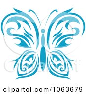 Clipart Blue Tribal Butterfly 2 Royalty Free Vector Illustration