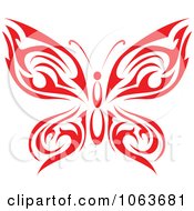 Clipart Red Tribal Butterfly 6 Royalty Free Vector Illustration