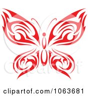 Poster, Art Print Of Red Tribal Butterfly 6