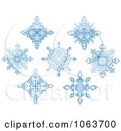 Poster, Art Print Of Snowflakes In Blue Digital Collage 8