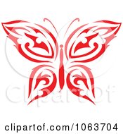 Clipart Red Tribal Butterfly 3 Royalty Free Vector Illustration