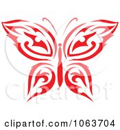 Poster, Art Print Of Red Tribal Butterfly 3