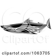 Clipart Tribal Shark Black And White 6 Royalty Free Vector Illustration