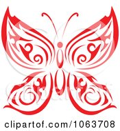 Clipart Red Tribal Butterfly 1 Royalty Free Vector Illustration