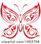 Poster, Art Print Of Red Tribal Butterfly 1