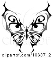 Clipart Black Tribal Butterfly 4 Royalty Free Vector Illustration