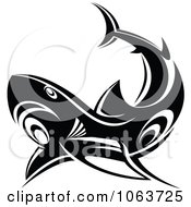 Clipart Tribal Shark Black And White 5 Royalty Free Vector Illustration