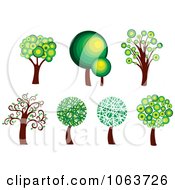 Clipart Trees Digital Collage 5 Royalty Free Vector Illustration