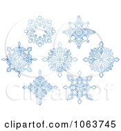 Poster, Art Print Of Snowflakes In Blue Digital Collage 9