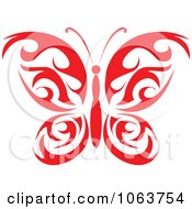 Clipart Red Tribal Butterfly 4 Royalty Free Vector Illustration