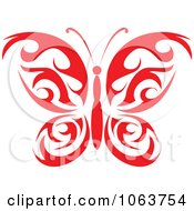 Poster, Art Print Of Red Tribal Butterfly 4