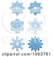 Poster, Art Print Of Snowflakes In Blue Digital Collage 4