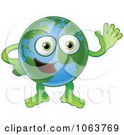 Clipart Happy Globe Waving Royalty Free Vector Illustration