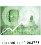 Poster, Art Print Of Green Virtual Man Pushing Buttons On An Interfaceation
