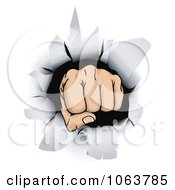 Clipart Fist Punching Through Paper Royalty Free Vector Illustration
