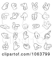 Clipart Outlined Sign Language Hands Digital Collage Royalty Free Vector Illustration