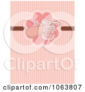 Clipart Pink Baby Shoes And Stripes Background Royalty Free Vector Illustration