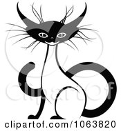 Sitting Siamese Cat Black And White 4