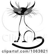 Sitting Siamese Cat Black And White 3