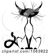 Clipart Sitting Siamese Cat Black And White 2 Royalty Free Vector Illustration