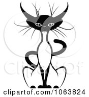 Clipart Sitting Siamese Cat Black And White 1 Royalty Free Vector Illustration by Vector Tradition SM