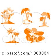 Clipart Orange Palm Tree Logos Digital Collage Royalty Free Vector Illustration